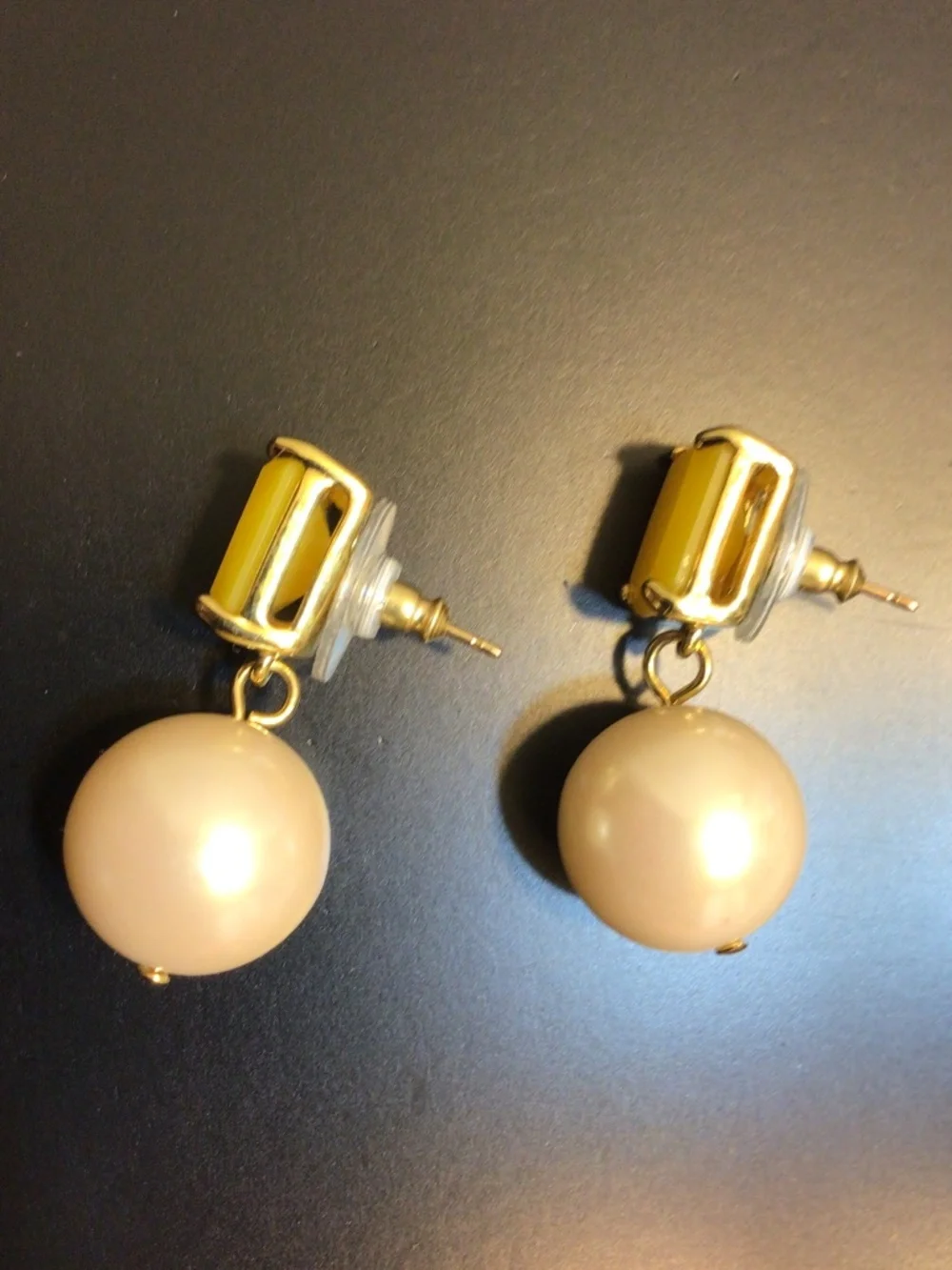 Kate Spade New York Dangle Drop Crystal/Glass Pearl Earrings 14k Gold Filled